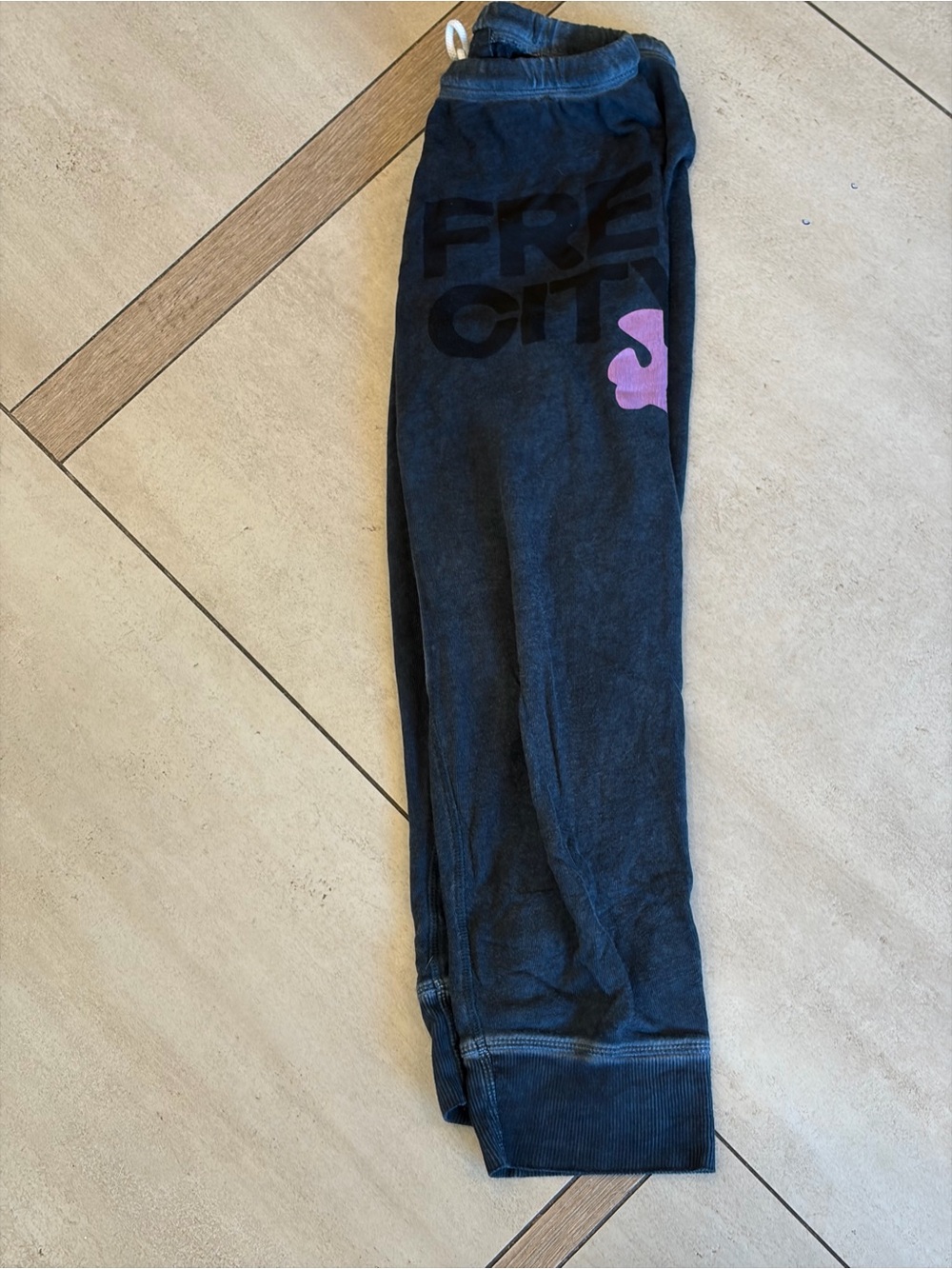 NO FURTHER MARKDOWN  price is price Freecity Black Joggers w/ Pink Accent & Logo - Picture 2 of 7